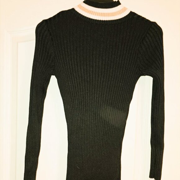 Black and Tan Knit Long Sleeved Colour Block Dress NWT, Size XS - Picture 5 of 7